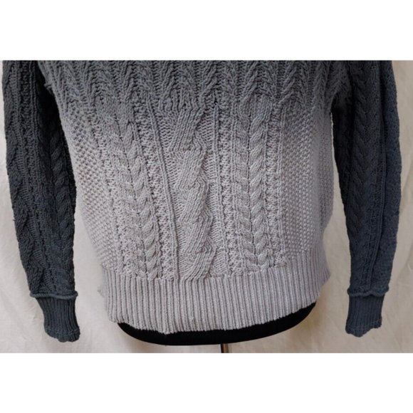 By Anthropologie Womens Large Green Colorblock Cable Knit Long Sleeve Sweater - Picture 4 of 11